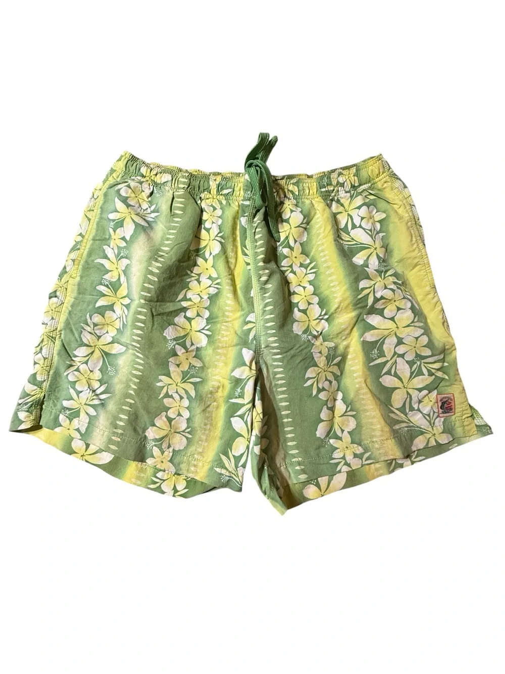 Tommy Bahama Men’s Large Swim Trunks Green Yellow Floral Tropical Resort Lined